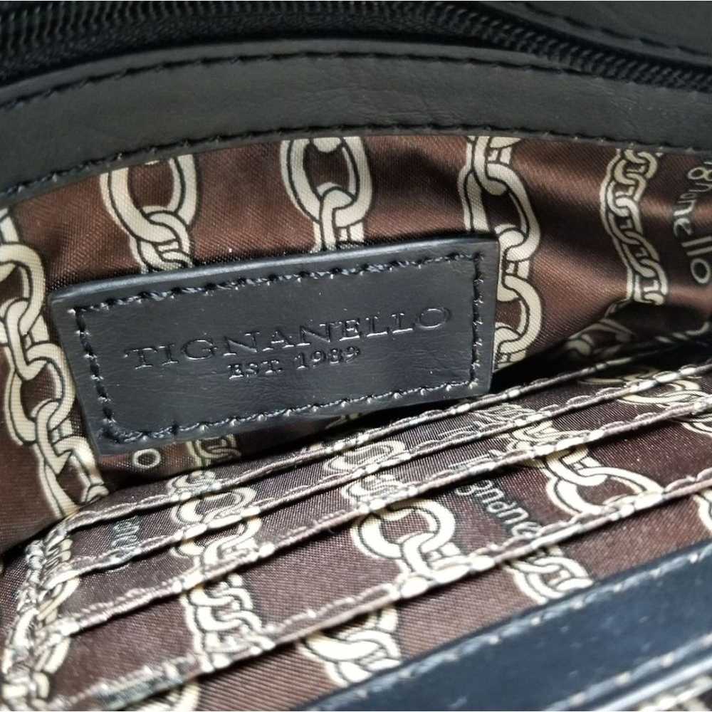 Tignanello Black Leather Saddle bag with Turquois… - image 8