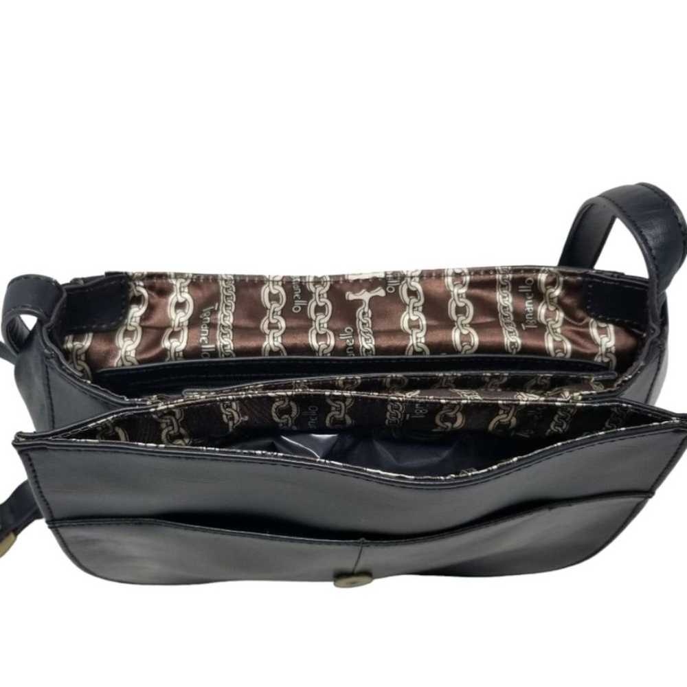 Tignanello Black Leather Saddle bag with Turquois… - image 9