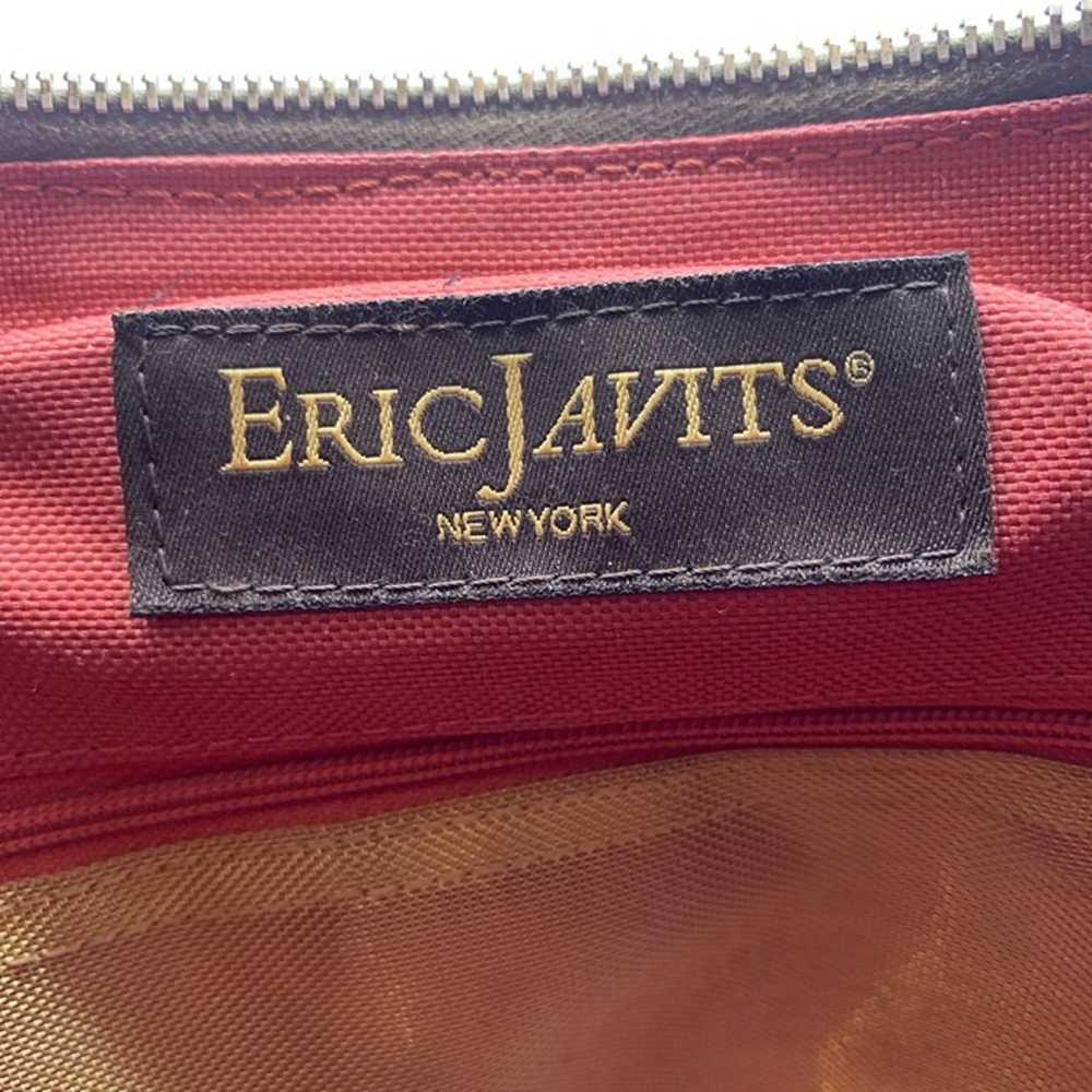 Eric Javits Brown Raffia & Embossed Leather Trim … - image 11