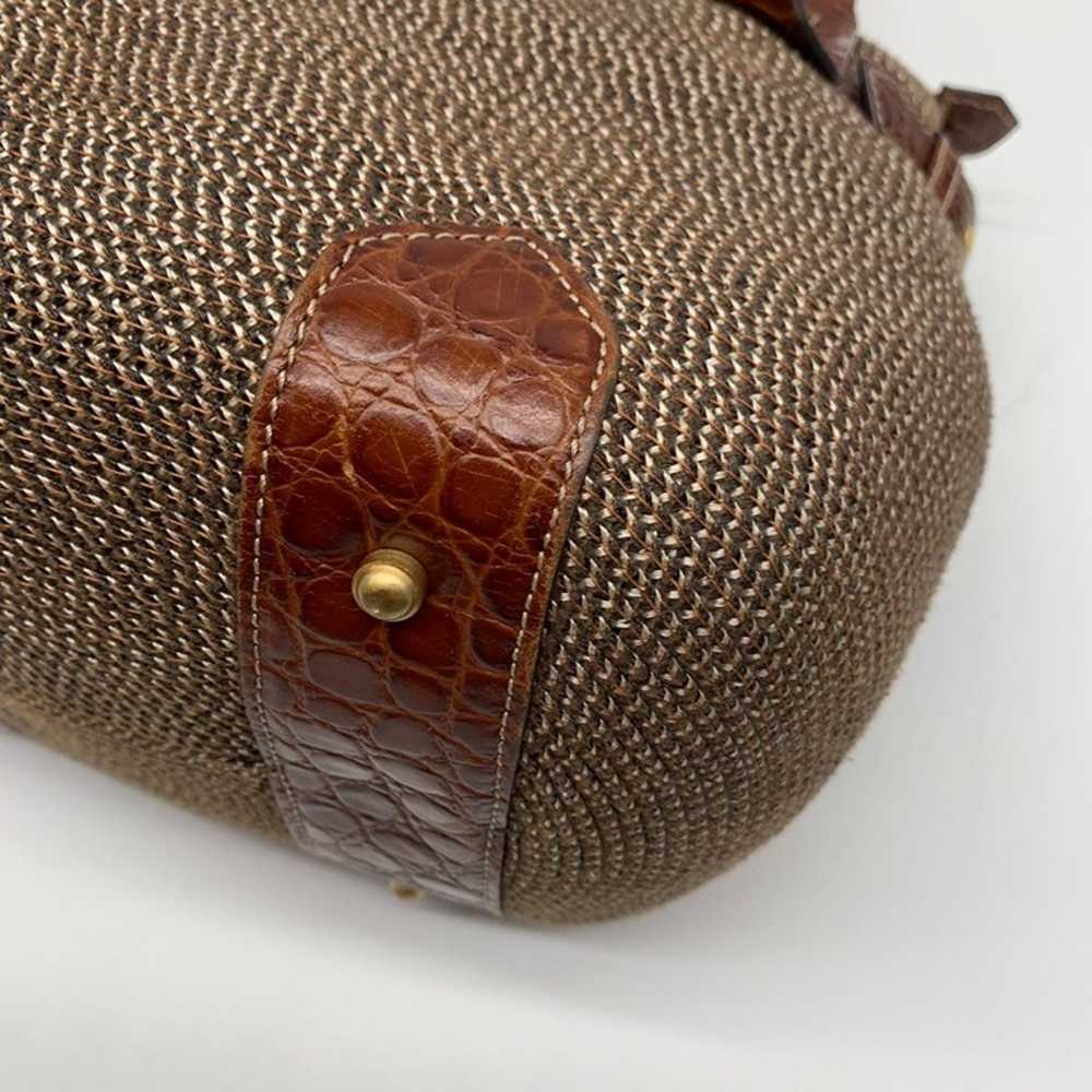 Eric Javits Brown Raffia & Embossed Leather Trim … - image 6
