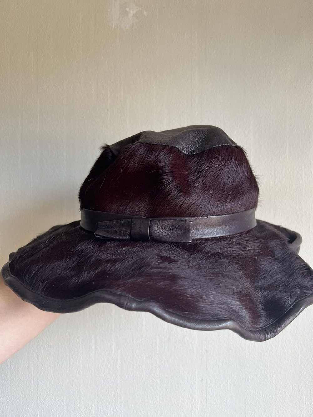Acne Studios Acne Studios Brown Leather & Fur Hat - image 2