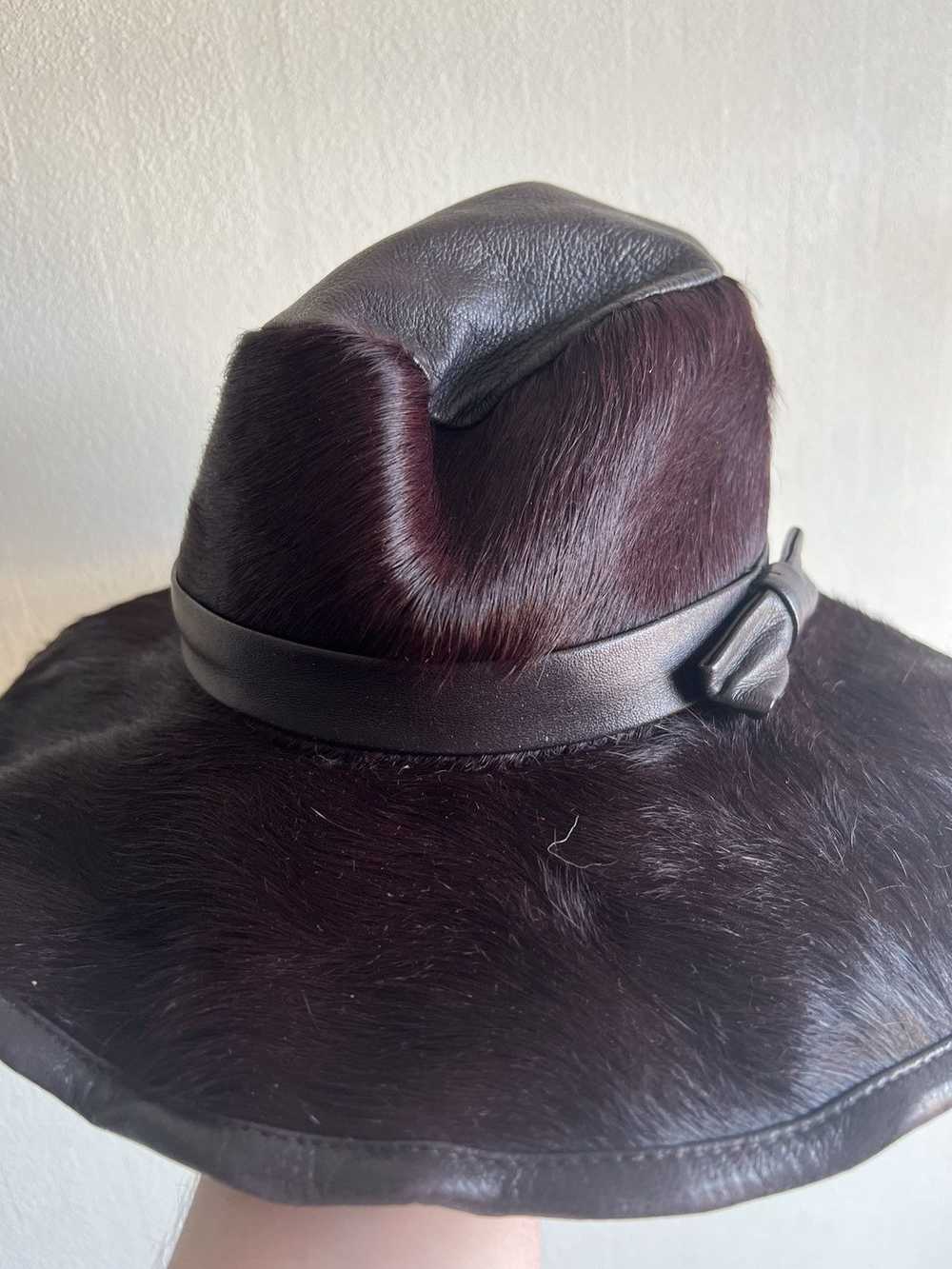 Acne Studios Acne Studios Brown Leather & Fur Hat - image 3