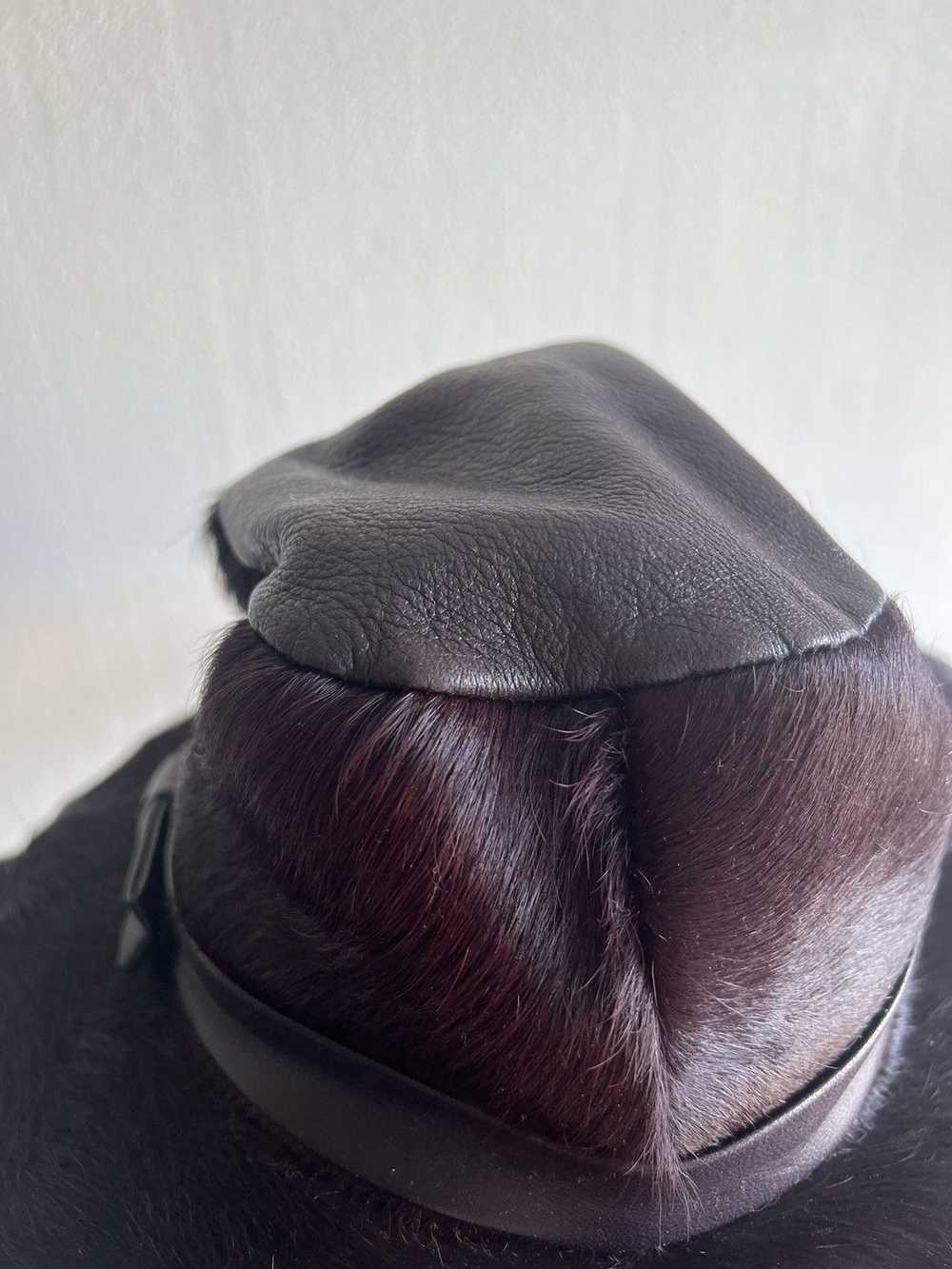 Acne Studios Acne Studios Brown Leather & Fur Hat - image 4