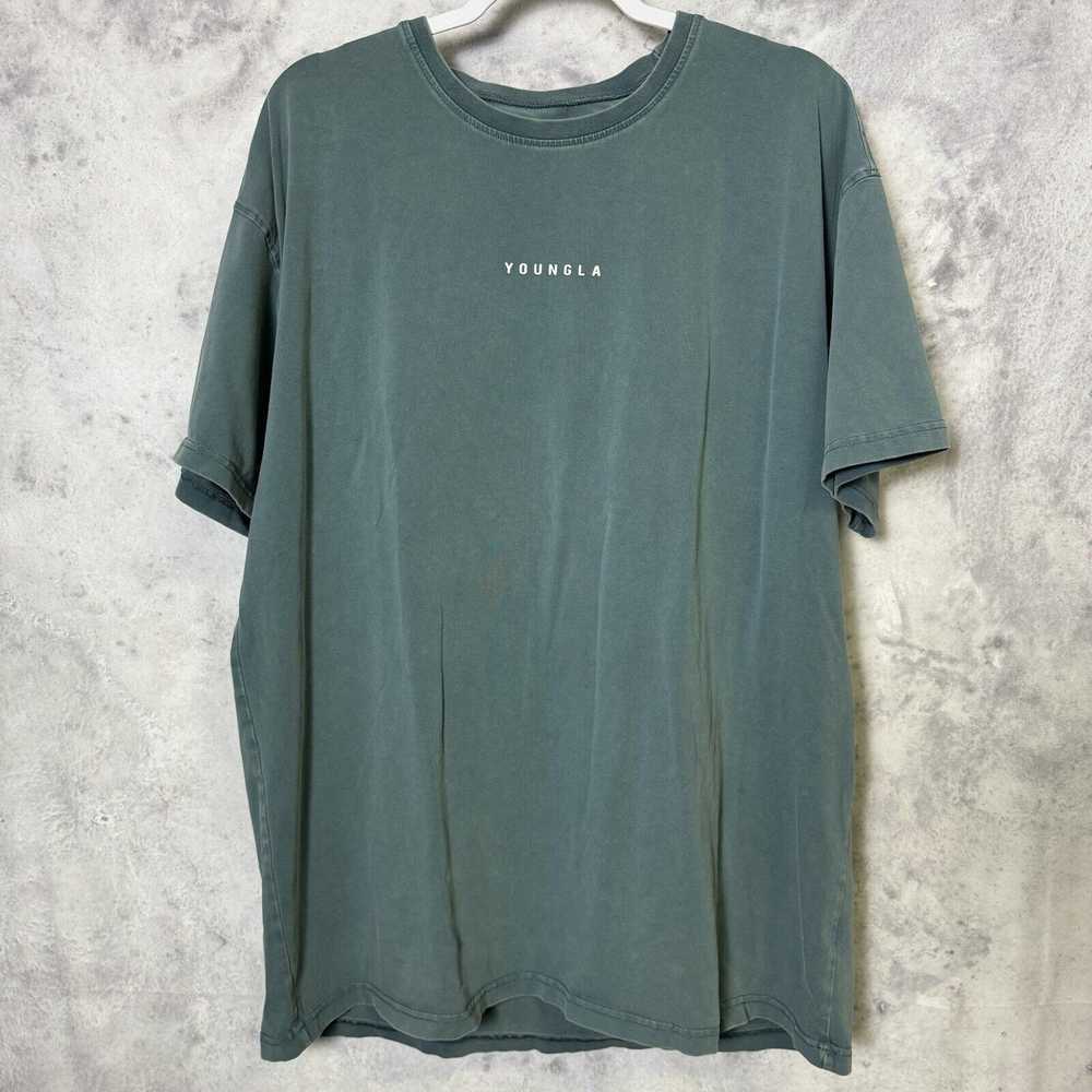 Streetwear Young LA T Shirt Mens XL Faded Green S… - image 2