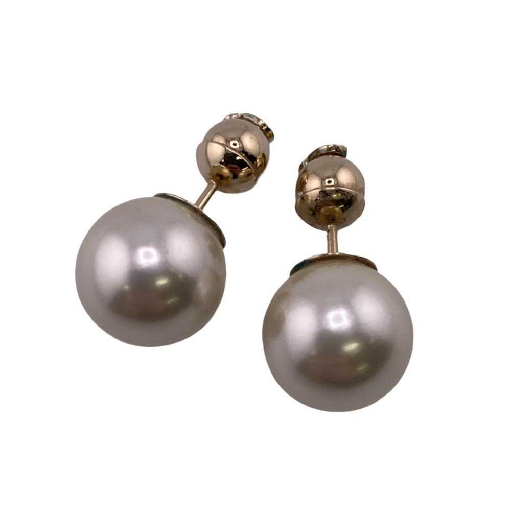 CHRISTIAN DIOR Dior fake pearl earrings gold ladi… - image 1