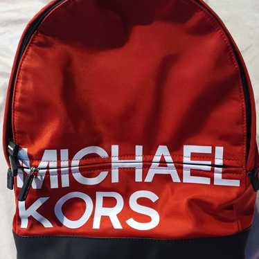 Michael Kors Flame Red Nylon Backpack - image 1