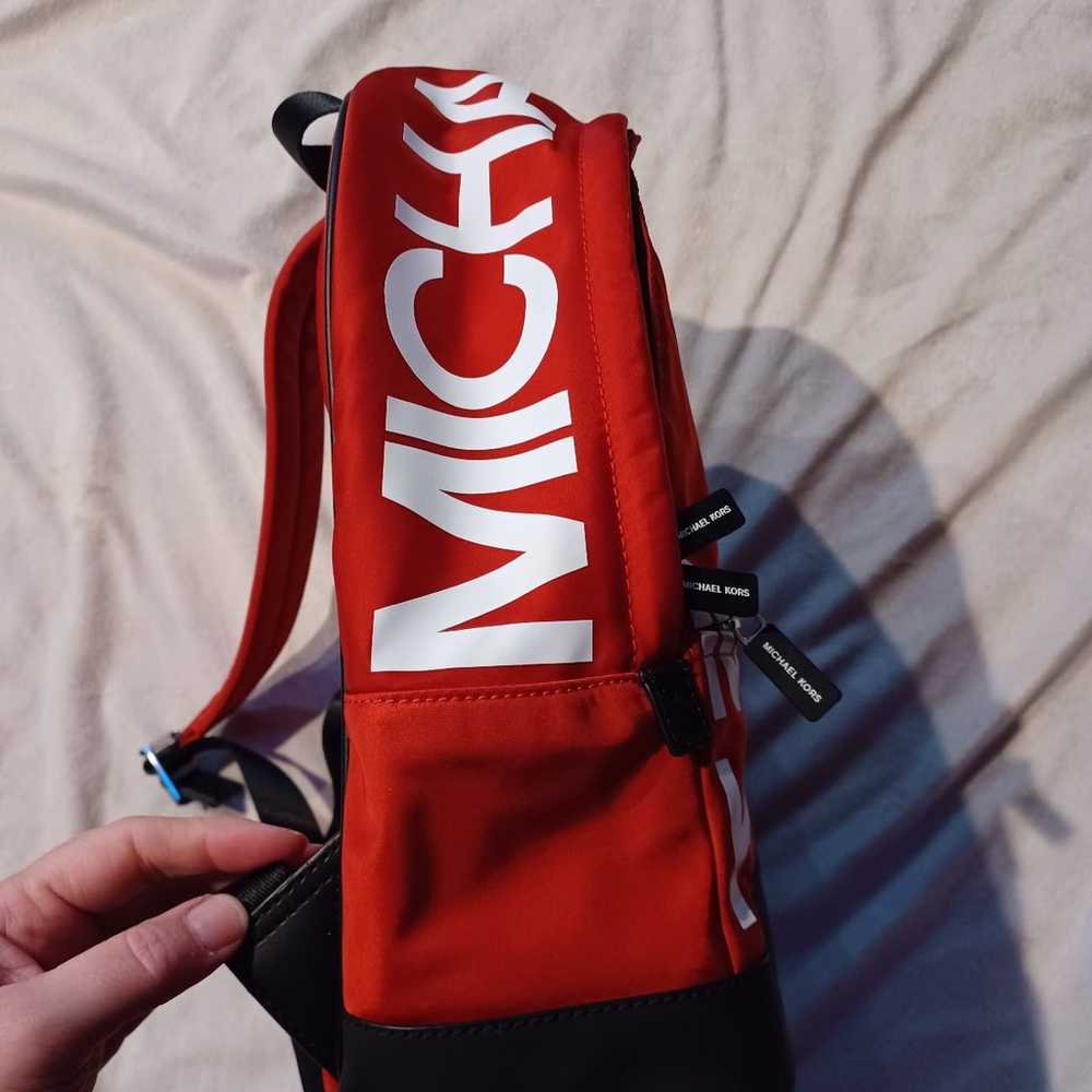 Michael Kors Flame Red Nylon Backpack - image 3