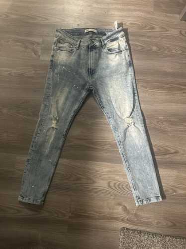 Streetwear acid wash cropped jeans