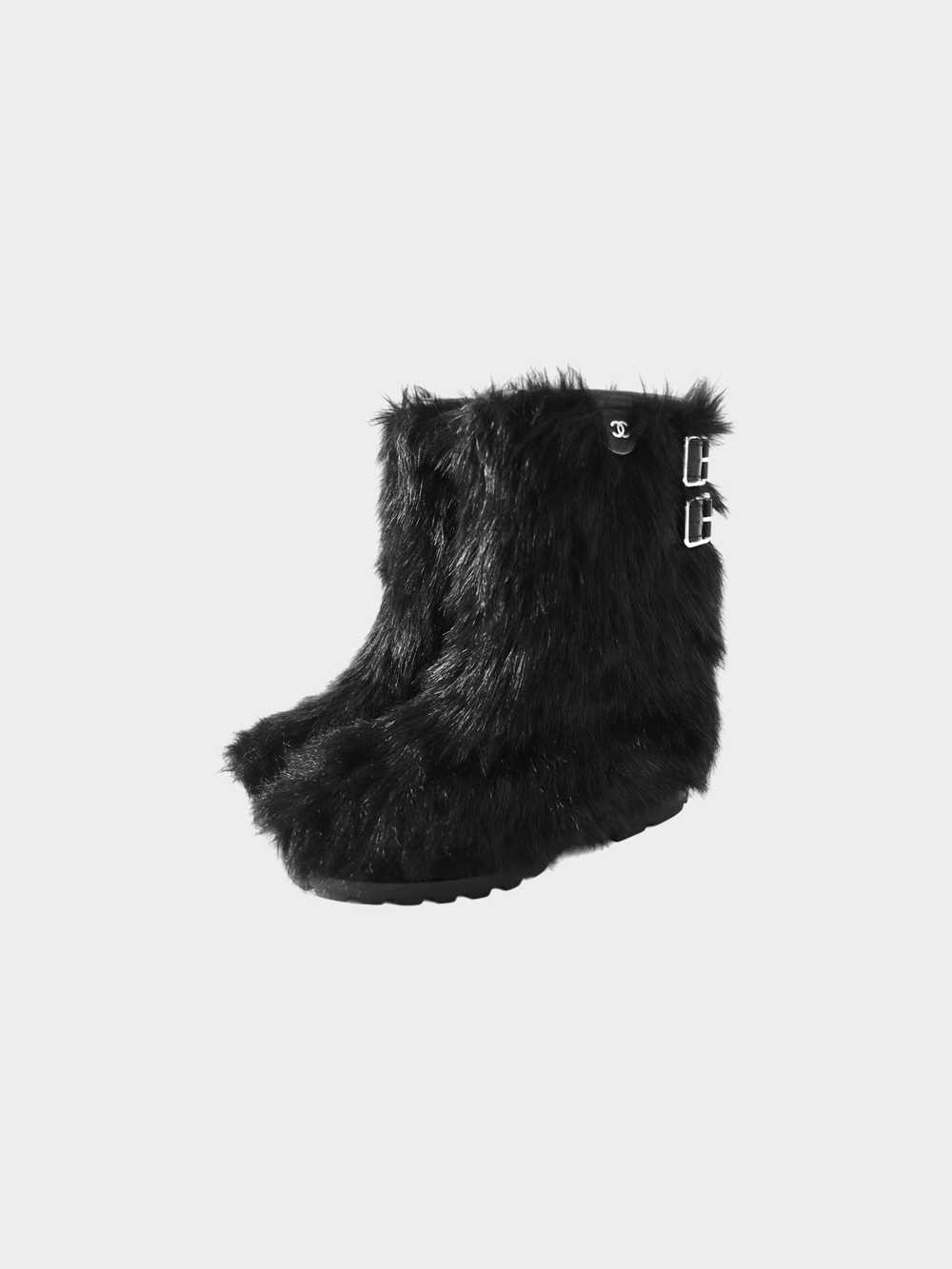 Chanel FW 2010 Rare Black Fur CC Boots with Belts - image 2