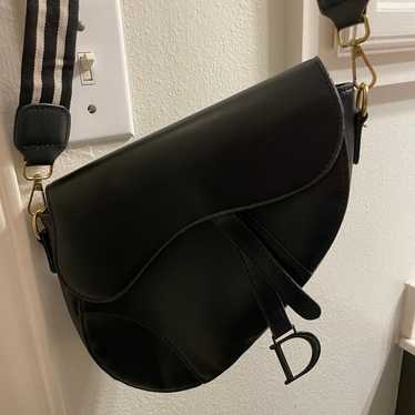 Christian Dior Black Saddle Handbag Leather Shoul… - image 1