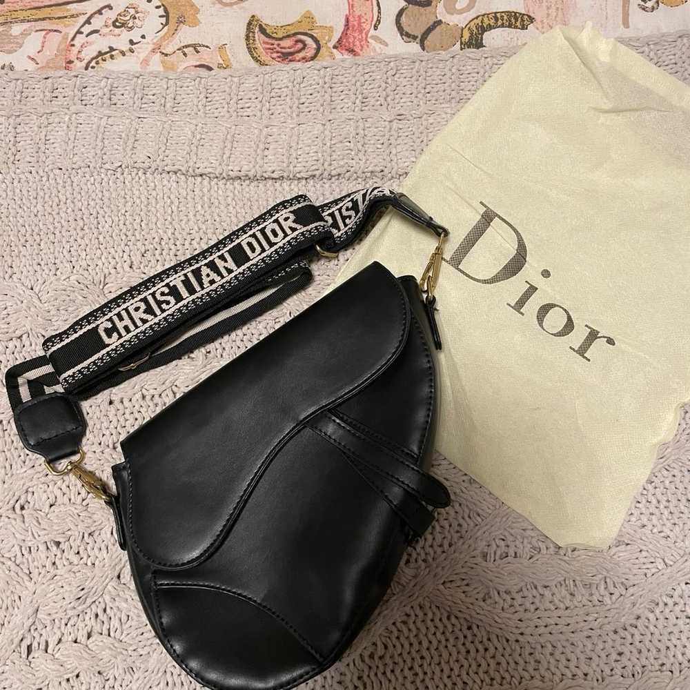 Christian Dior Black Saddle Handbag Leather Shoul… - image 6