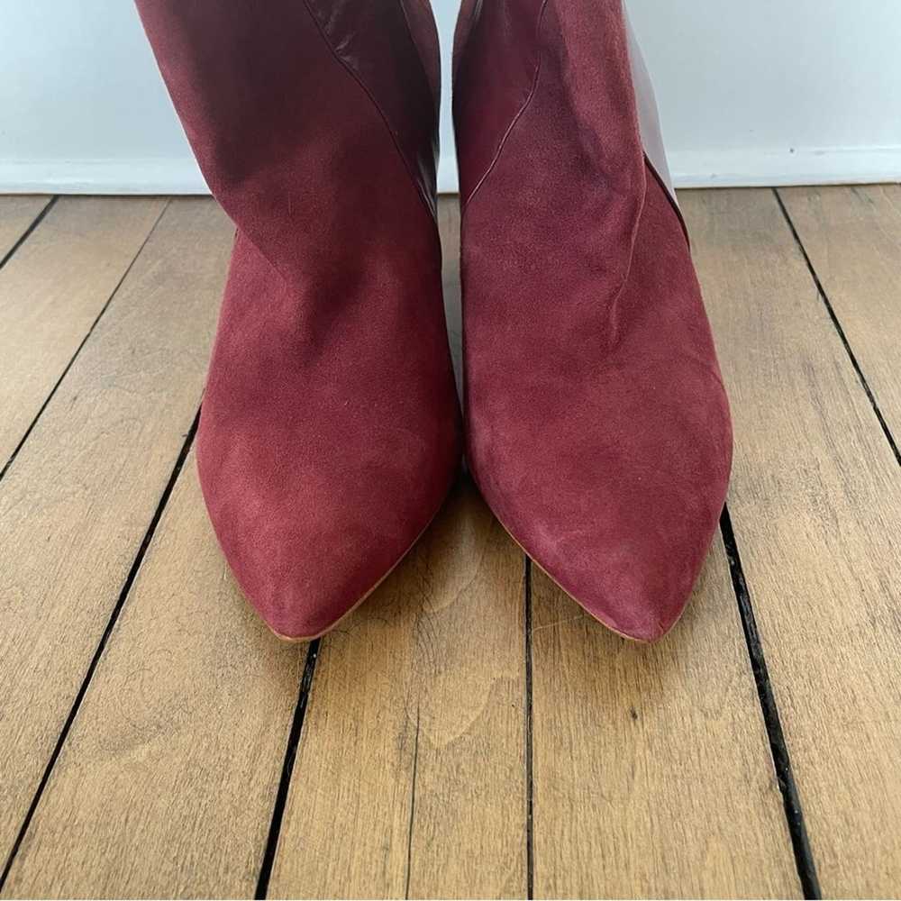 Zara Burgundy Suede Pointed Toe Pull On Wedge Boo… - image 3