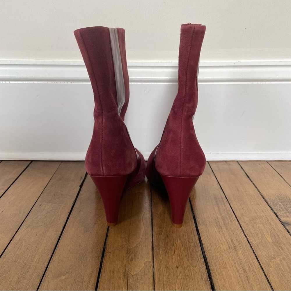 Zara Burgundy Suede Pointed Toe Pull On Wedge Boo… - image 5