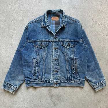 Vintage Levis Jean Jacket Blue Denim Flannel Blanket Lined Trucker Western  Coat 