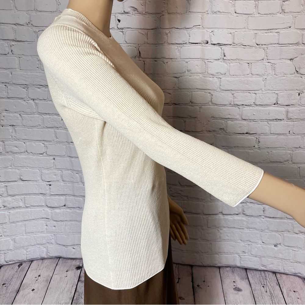 Vince Vince Marled Elbow Sleeve Crew Cream Top Si… - image 4