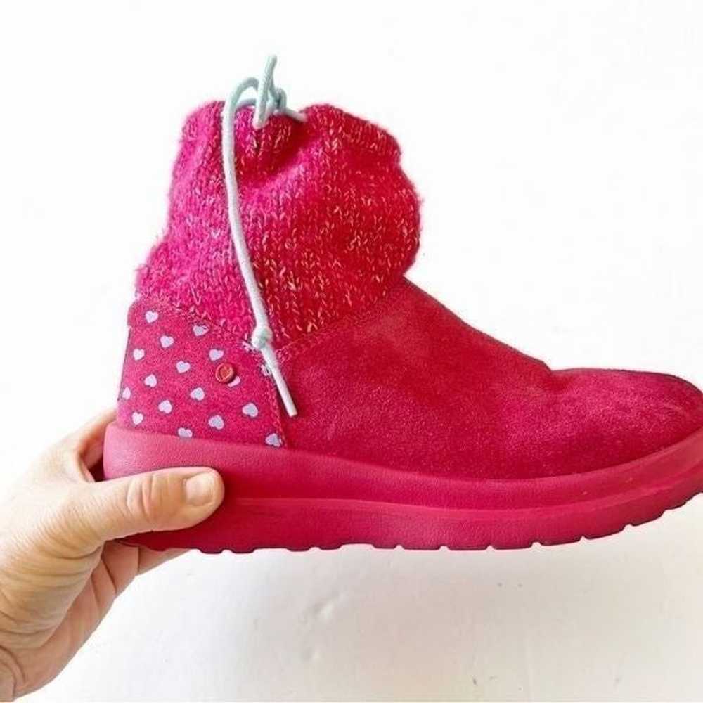 UGG I Love Ugg Hot Pink Sweater Boots Blue Hearts… - image 2