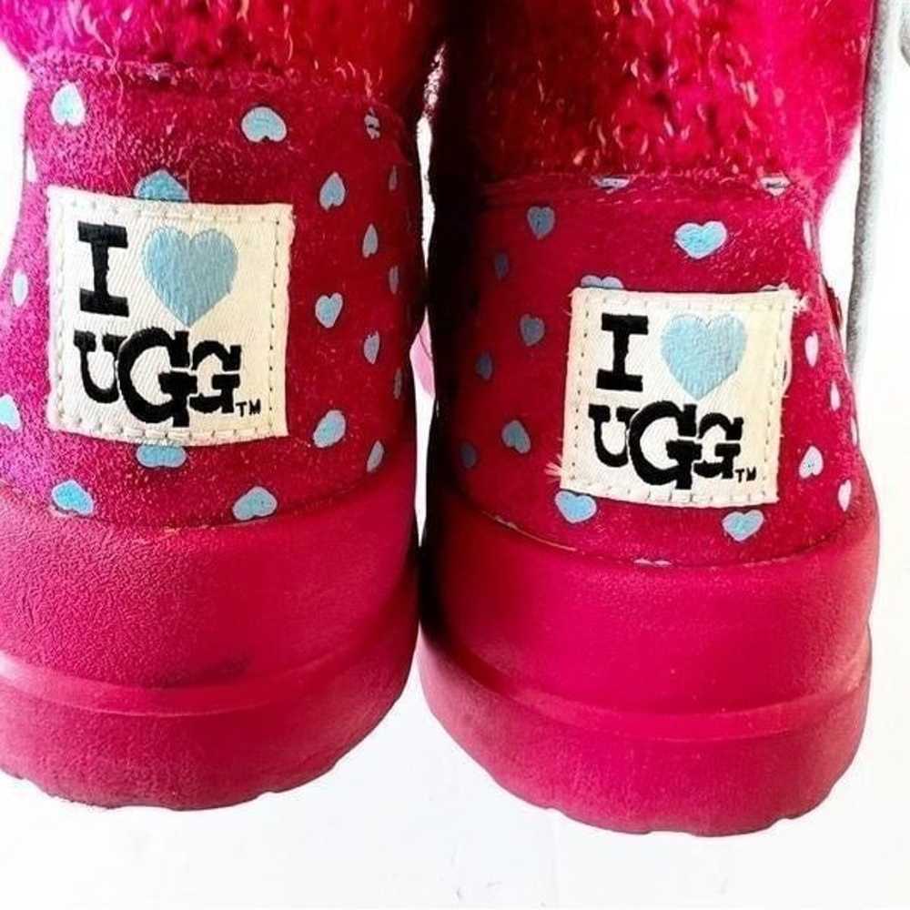 UGG I Love Ugg Hot Pink Sweater Boots Blue Hearts… - image 6