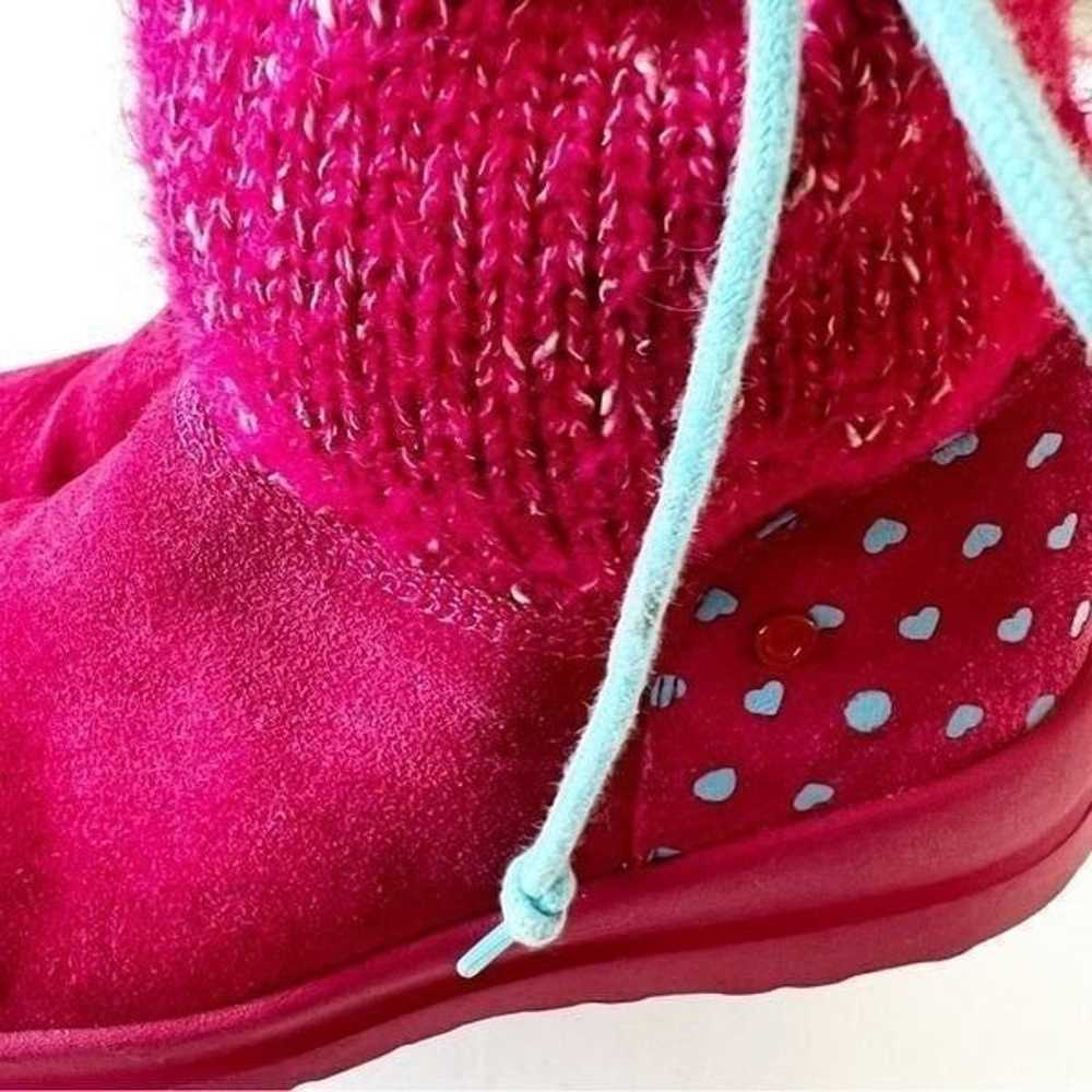 UGG I Love Ugg Hot Pink Sweater Boots Blue Hearts… - image 7