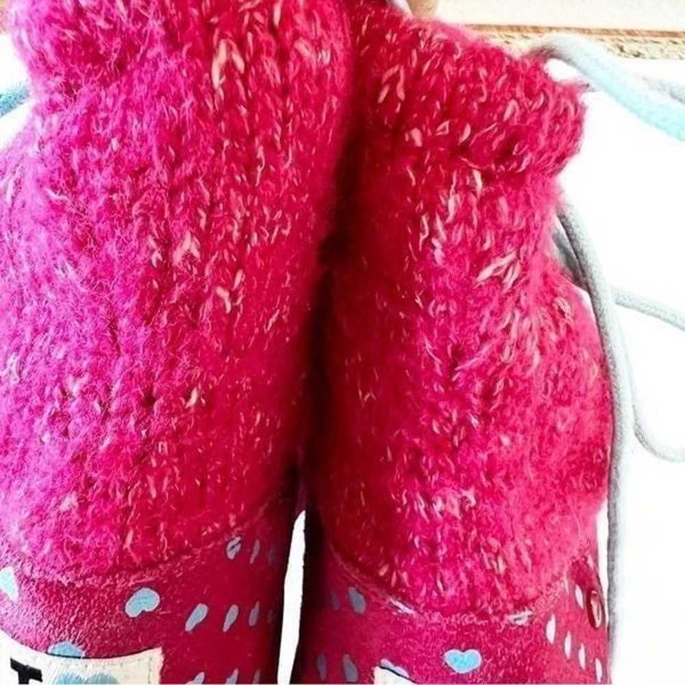 UGG I Love Ugg Hot Pink Sweater Boots Blue Hearts… - image 8