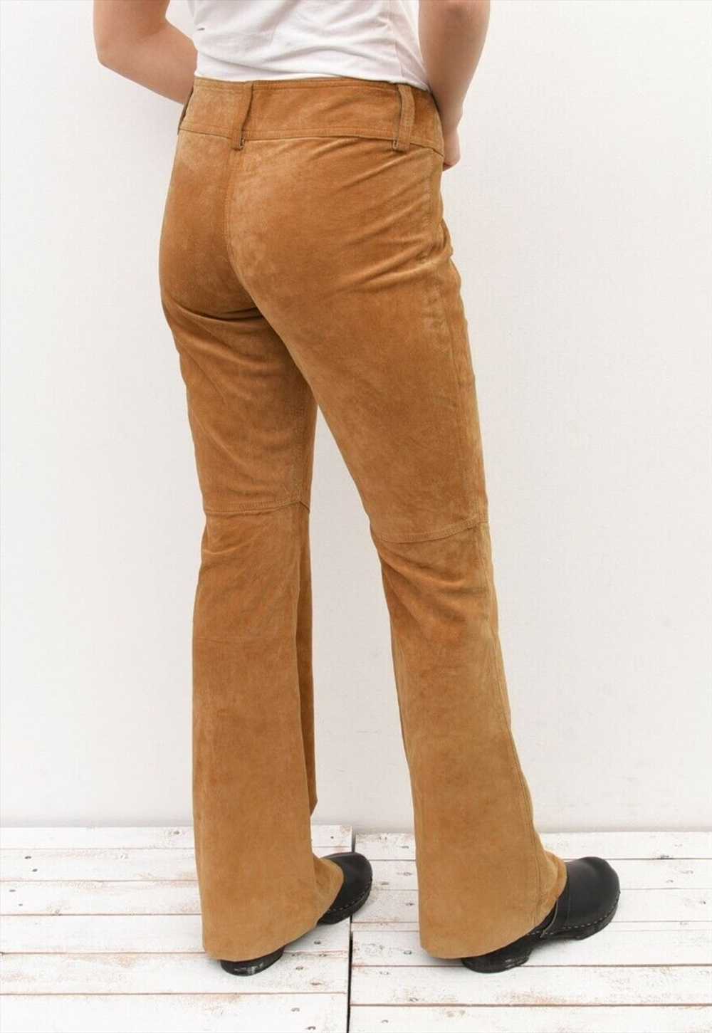 W33 L33 Suede Leather Pants Cowboy Trousers Bootc… - image 2