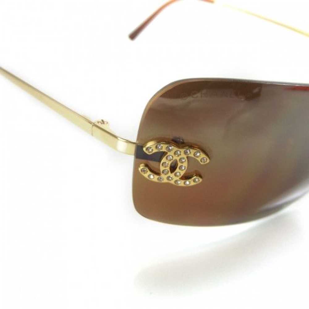 Chanel Chanel Gold Brown Rhinestone Tinted Sungla… - image 6