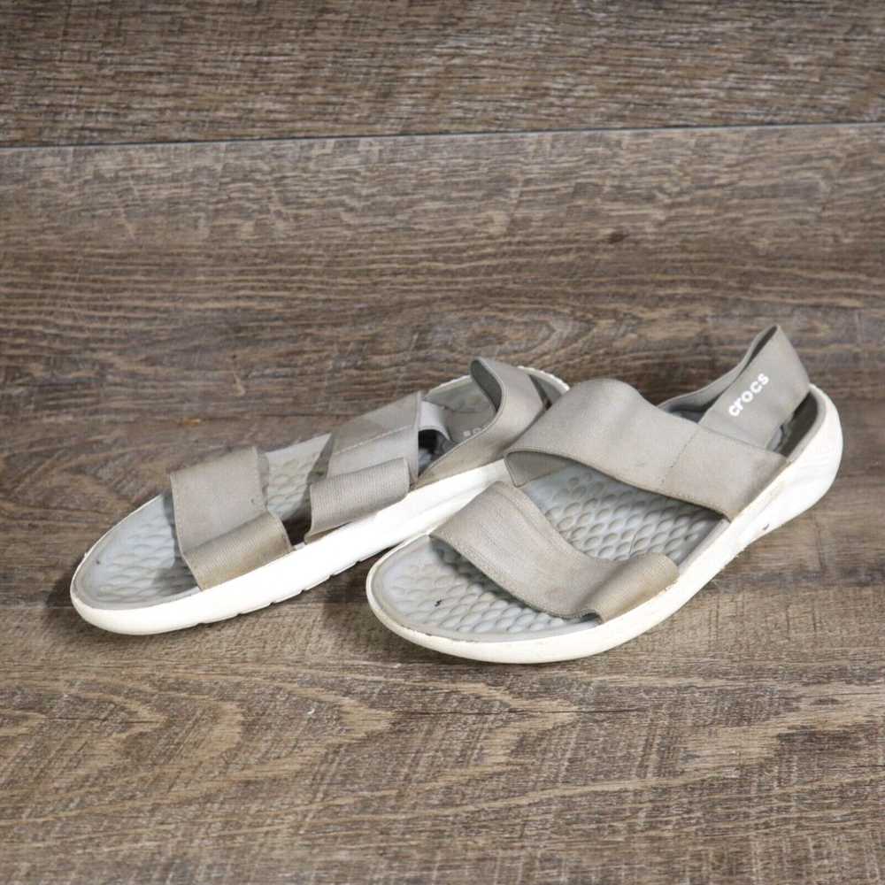 Crocs Crocs Slide Sandals Gray Soft Flats Strappy… - image 2