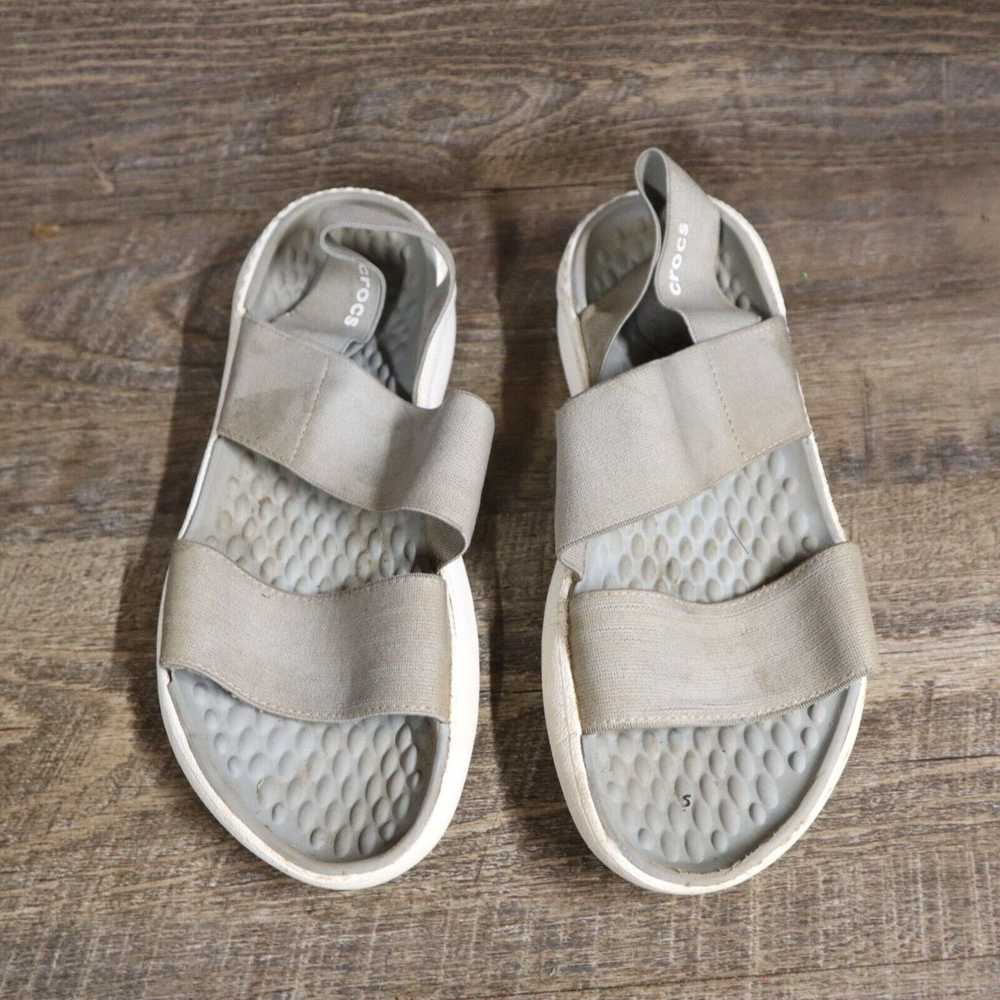 Crocs Crocs Slide Sandals Gray Soft Flats Strappy… - image 3