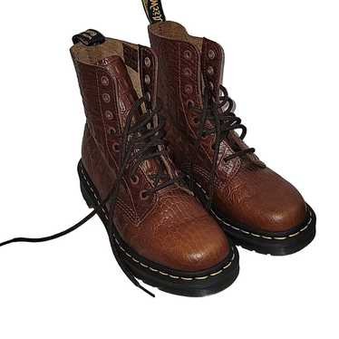 Dr. Martens Pascal Croc Dark Brown Combat Boots - image 1