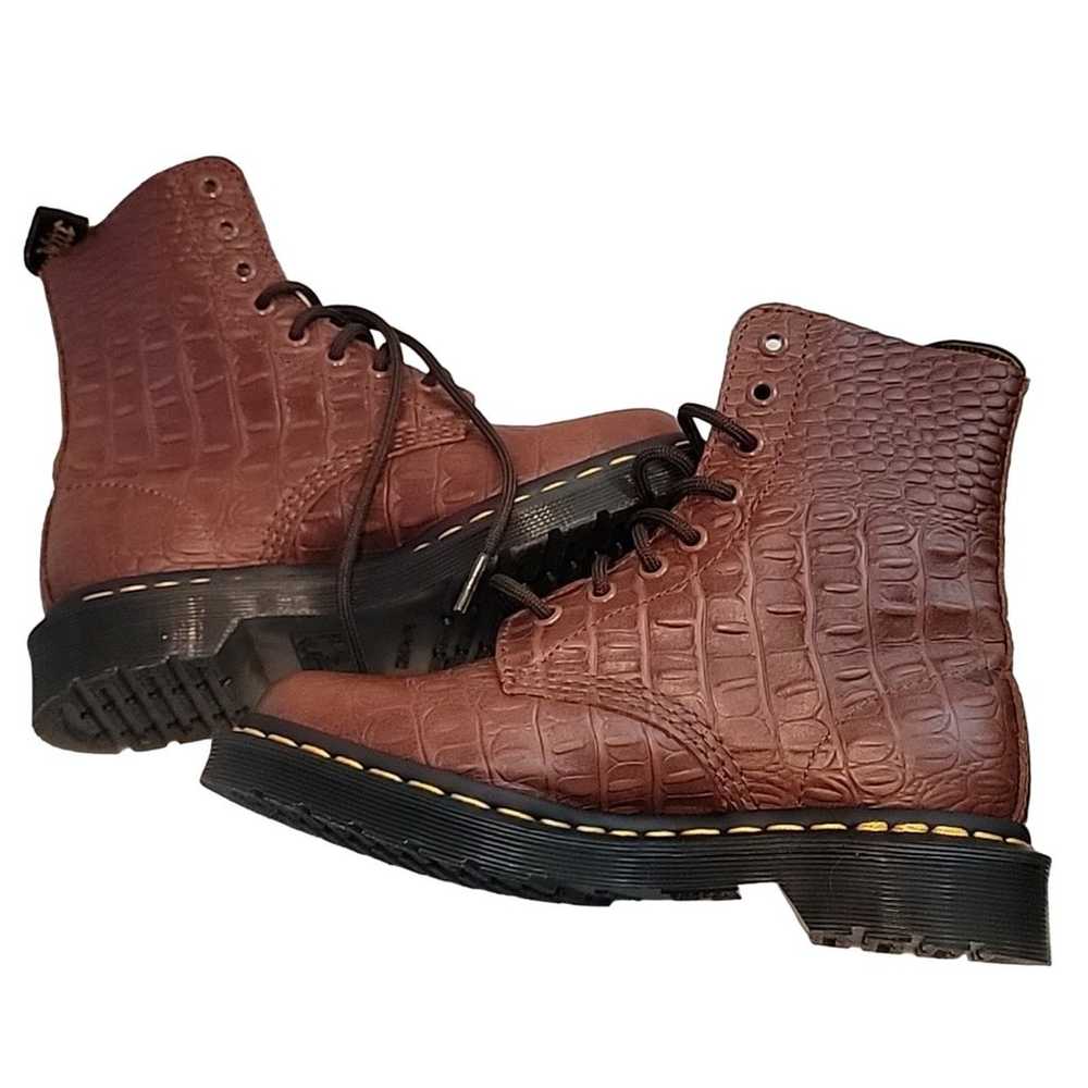 Dr. Martens Pascal Croc Dark Brown Combat Boots - image 5
