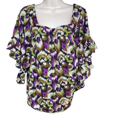 Other Terra and Sky Womens Blouse Floral Bell Slee
