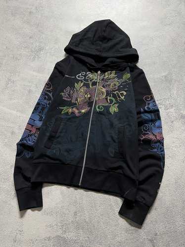 00's Ed Hardy スカル　ドクロ　ジップパーカー　黒　y2k 平成 Ed Hardy エドハーディー ed hardy ジップ パーカー 長袖 スカル