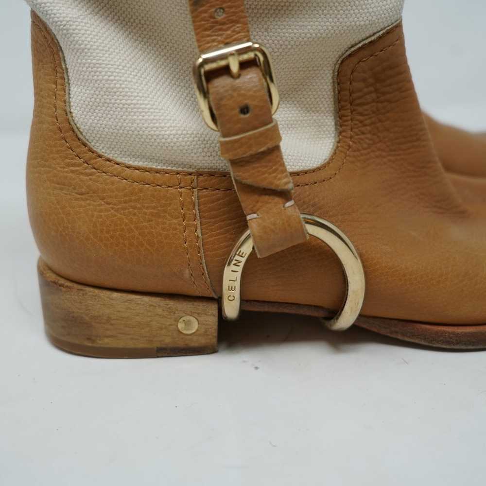 Celine Leather Cloth Biker Boots In Camel Ridding… - image 2