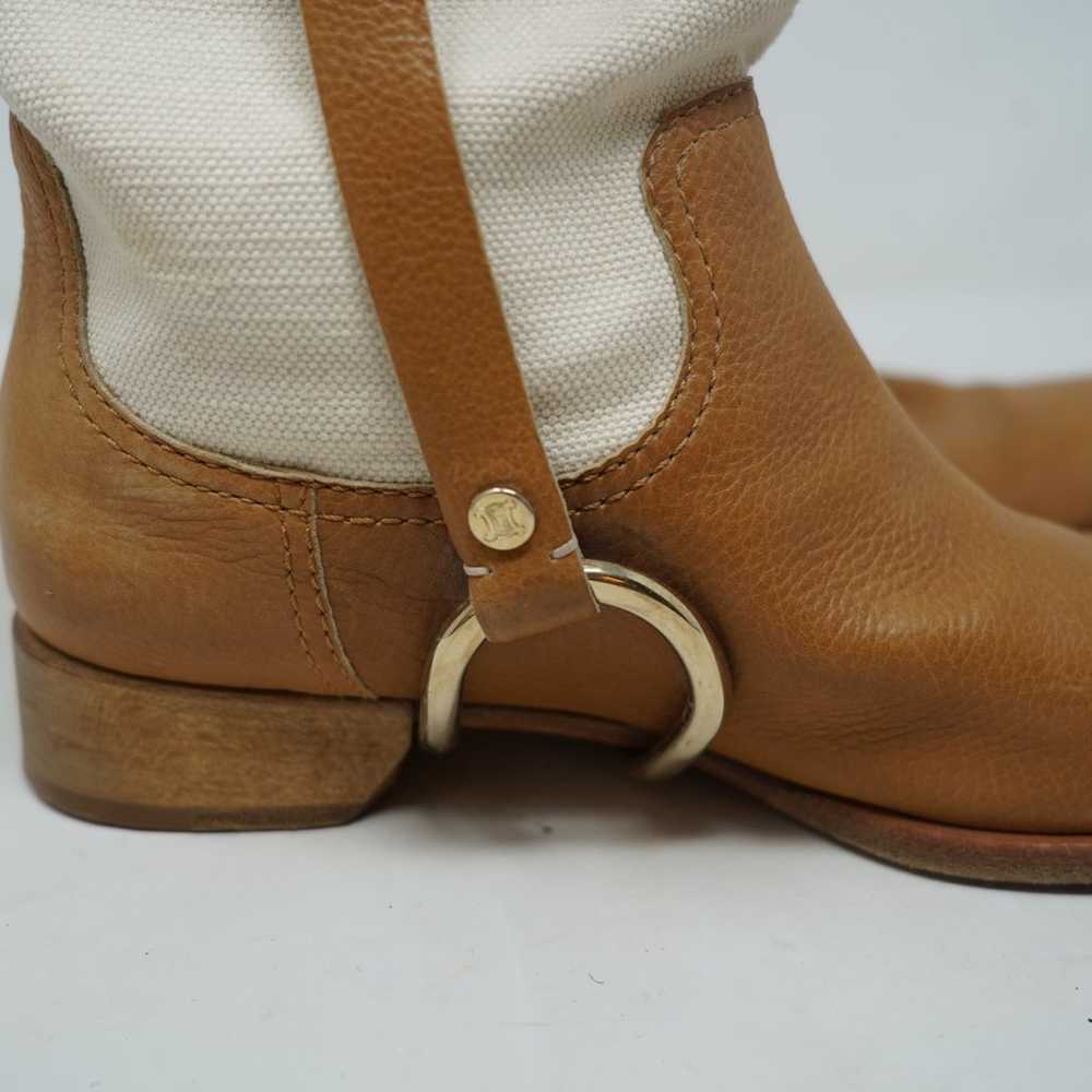 Celine Leather Cloth Biker Boots In Camel Ridding… - image 4