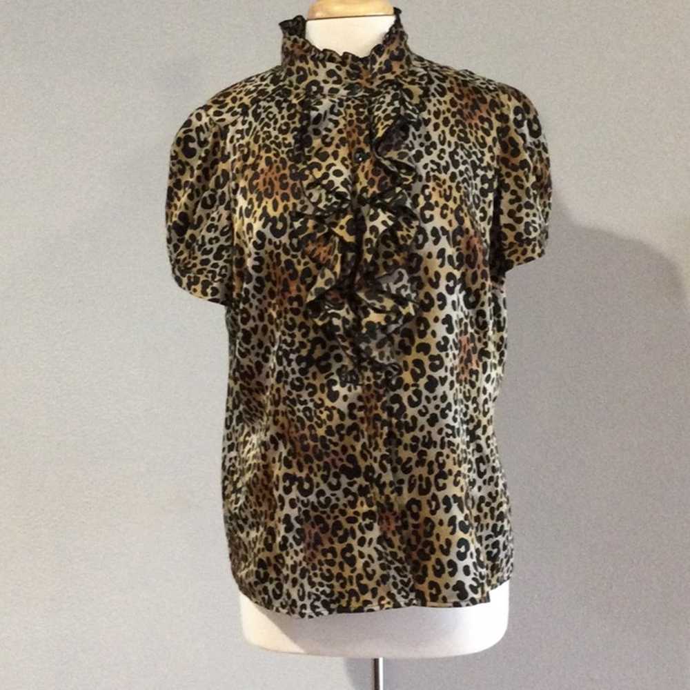 Worthington Worthington Leopard Print Ruffled But… - image 1