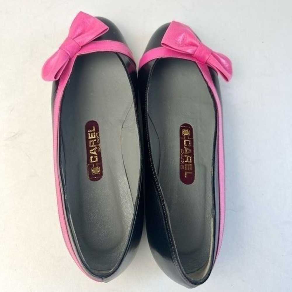 Vintage Carel Paris Ballet Flats Black with Pink … - image 10