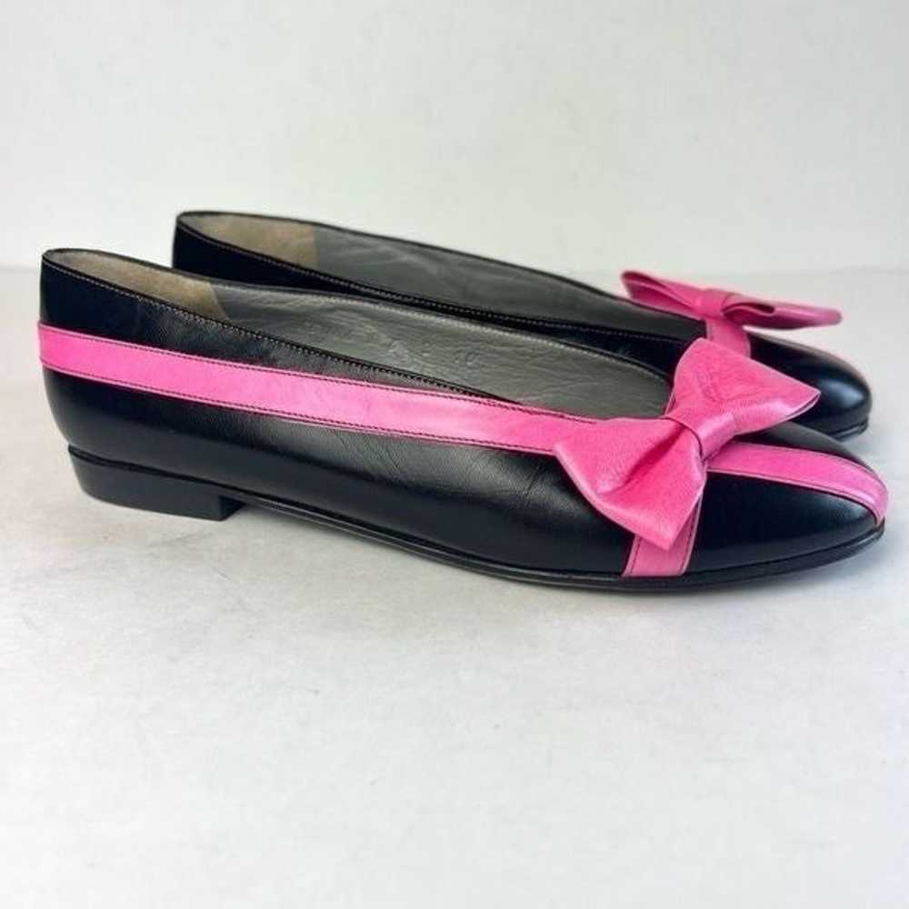 Vintage Carel Paris Ballet Flats Black with Pink … - image 1