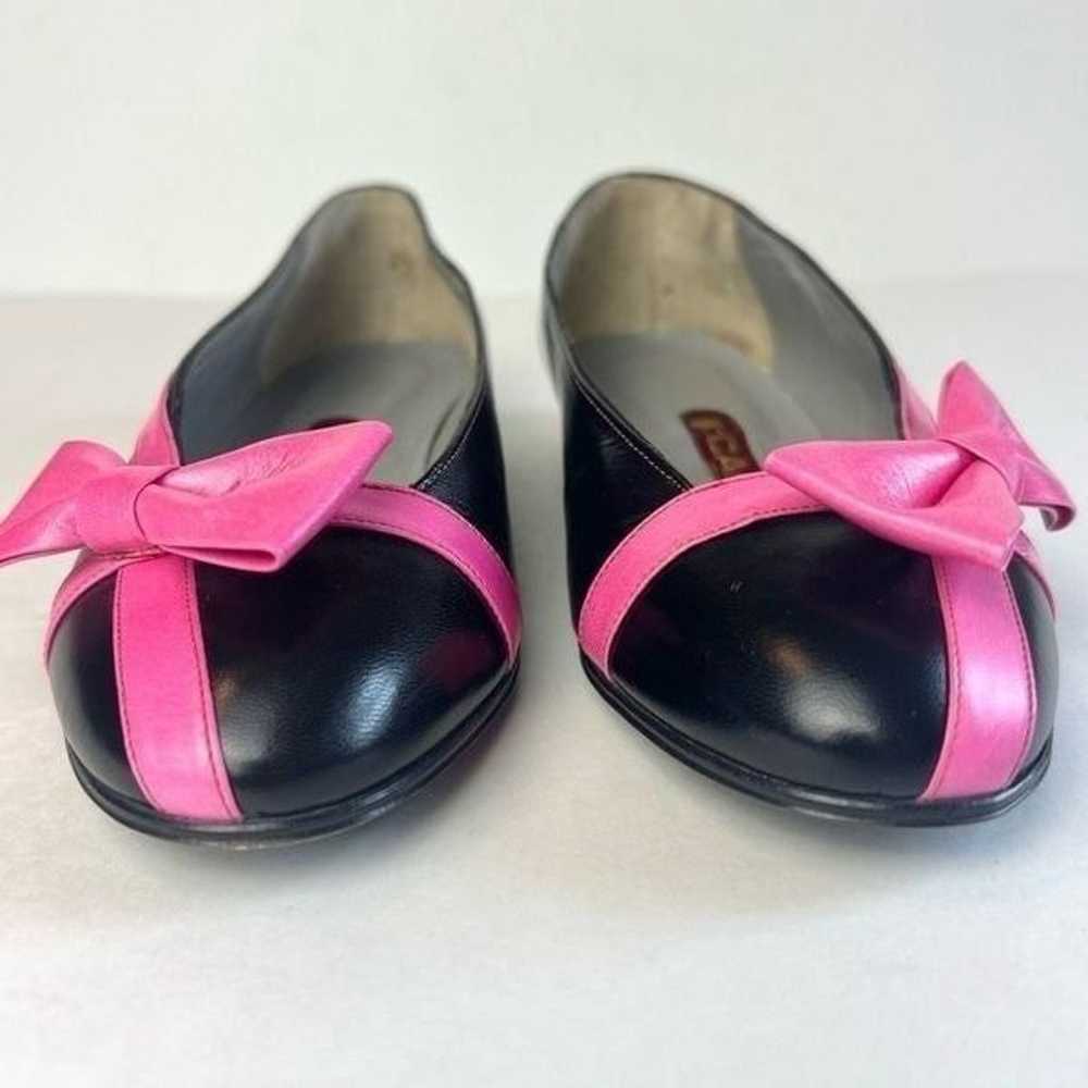 Vintage Carel Paris Ballet Flats Black with Pink … - image 2
