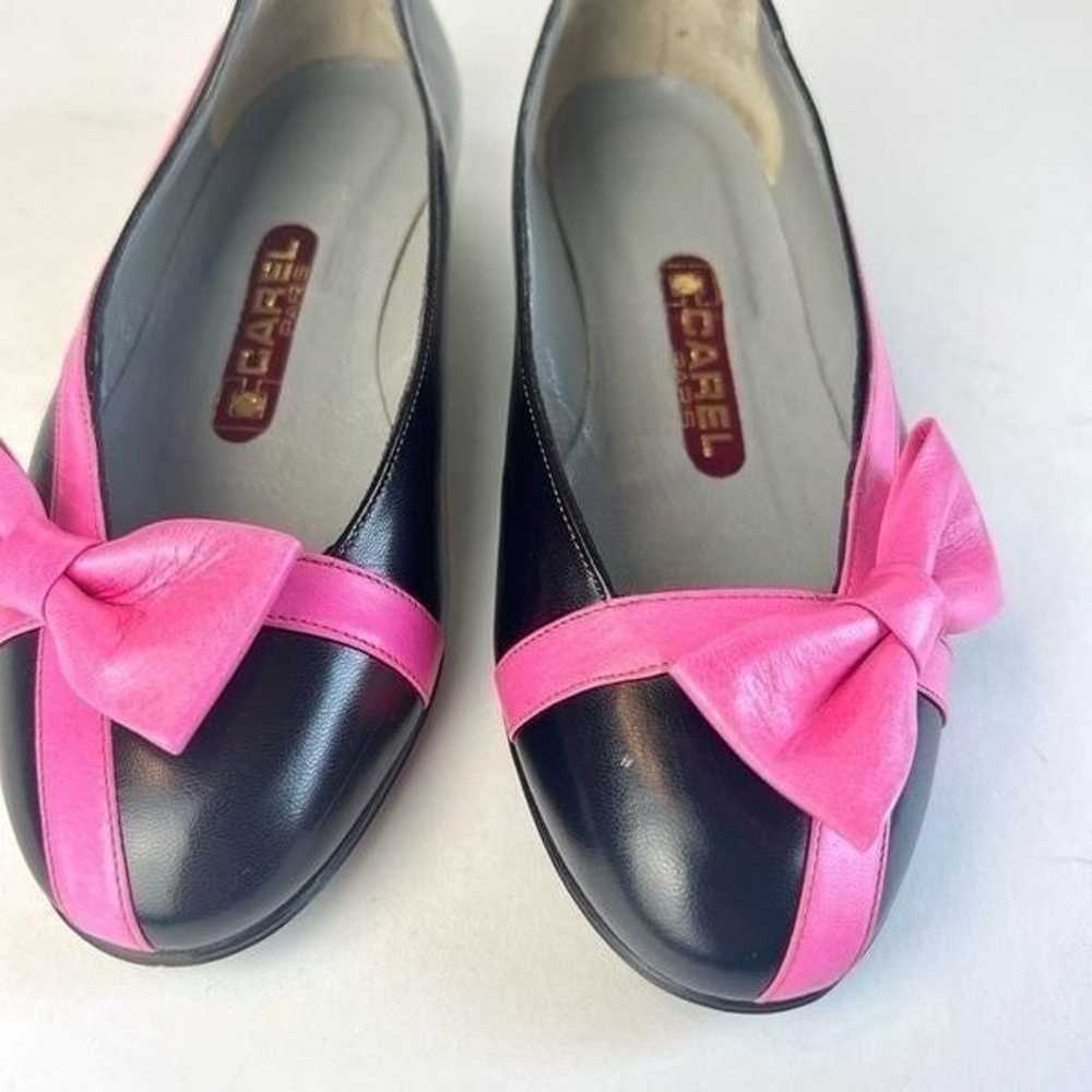 Vintage Carel Paris Ballet Flats Black with Pink … - image 3