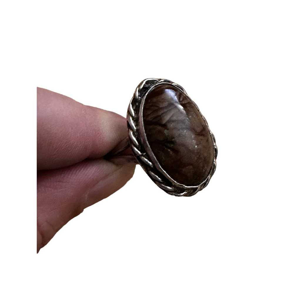 Vintage Sterling Silver Brown Jasper Ring Size 10… - image 3
