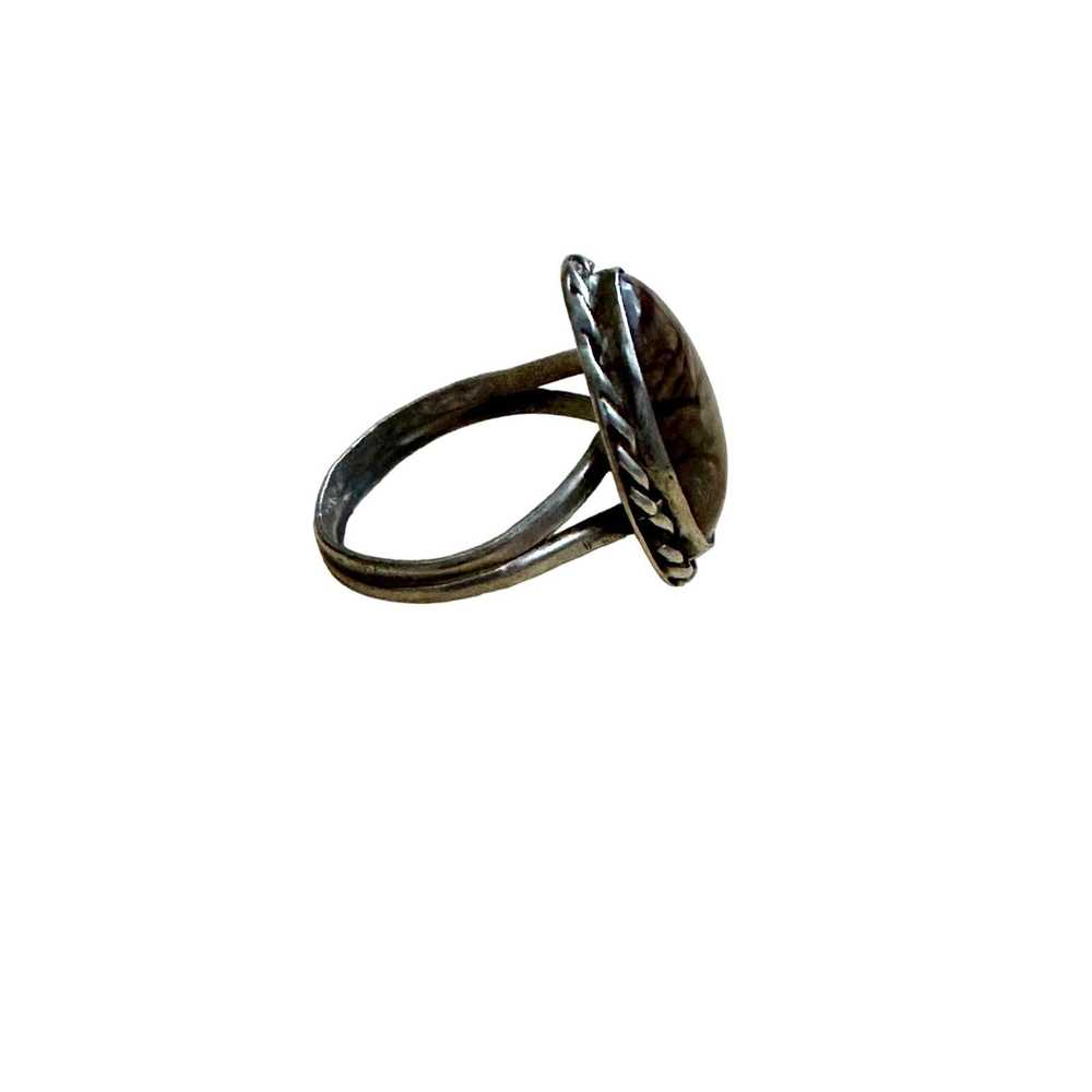 Vintage Sterling Silver Brown Jasper Ring Size 10… - image 4