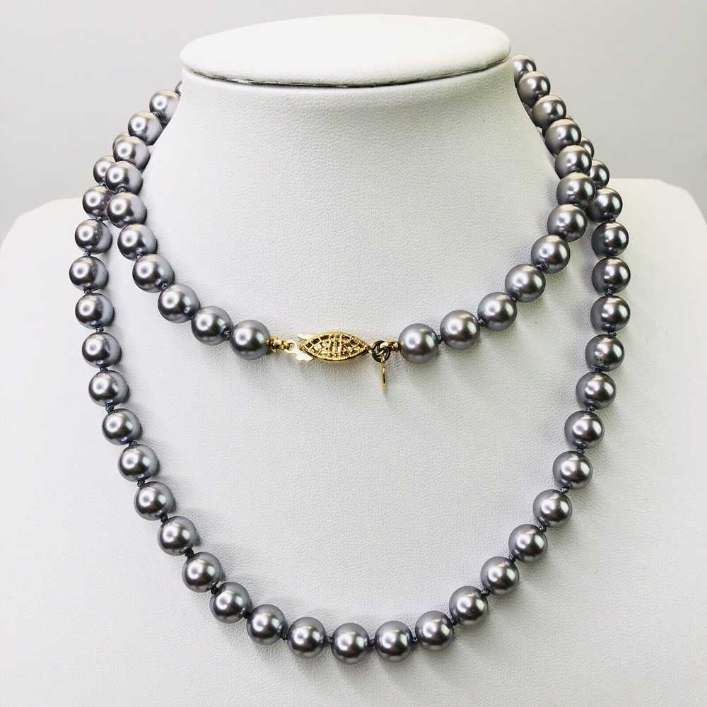 Other VTG Silver Faux Pearl Long Beaded Goldstone… - image 1