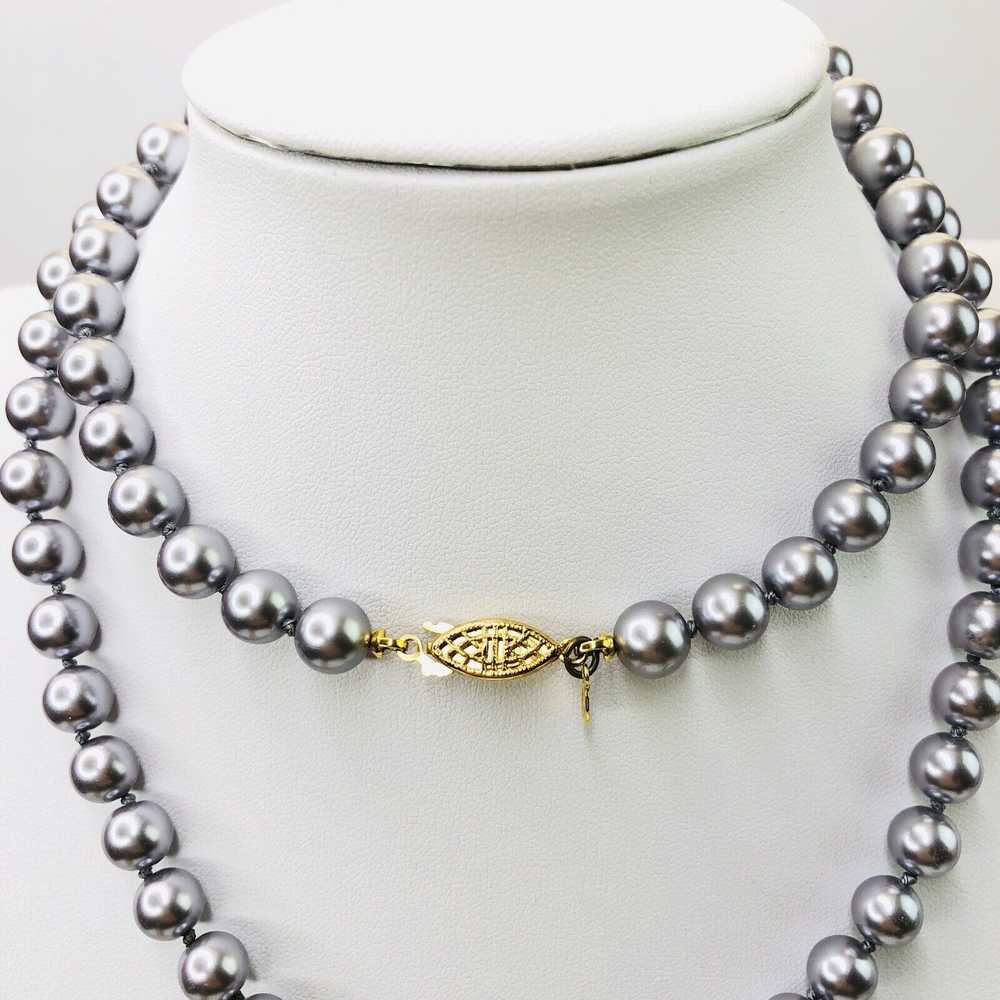 Other VTG Silver Faux Pearl Long Beaded Goldstone… - image 2
