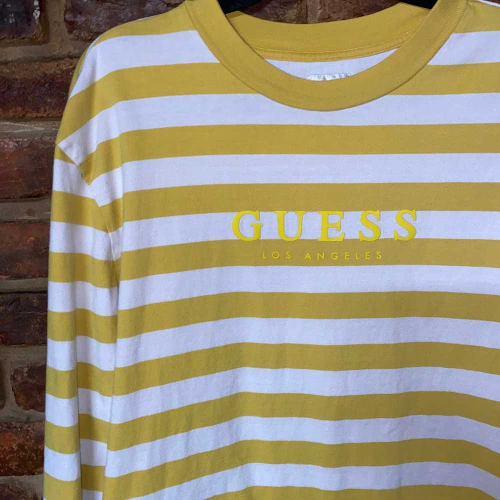 Guess Guess Yellow & White Striped Vintage Long S… - image 2
