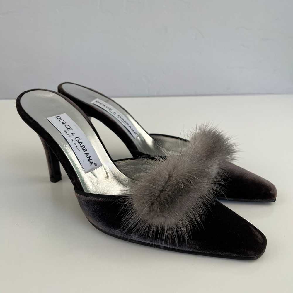 Auth DOLCE & GABBANA Velvet/Fur Heels - image 1