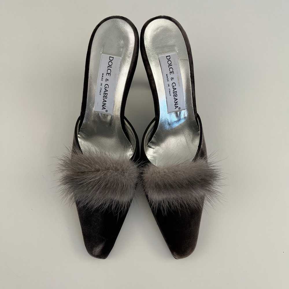 Auth DOLCE & GABBANA Velvet/Fur Heels - image 2