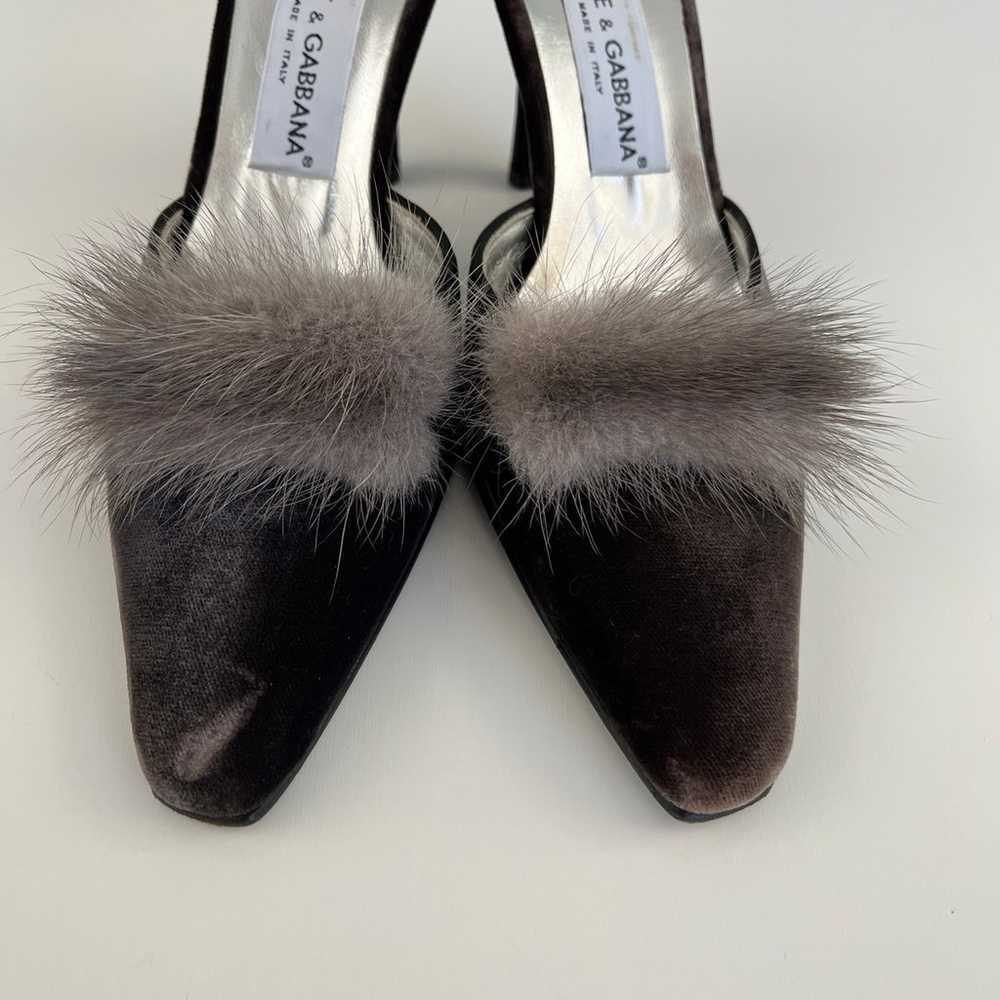 Auth DOLCE & GABBANA Velvet/Fur Heels - image 3