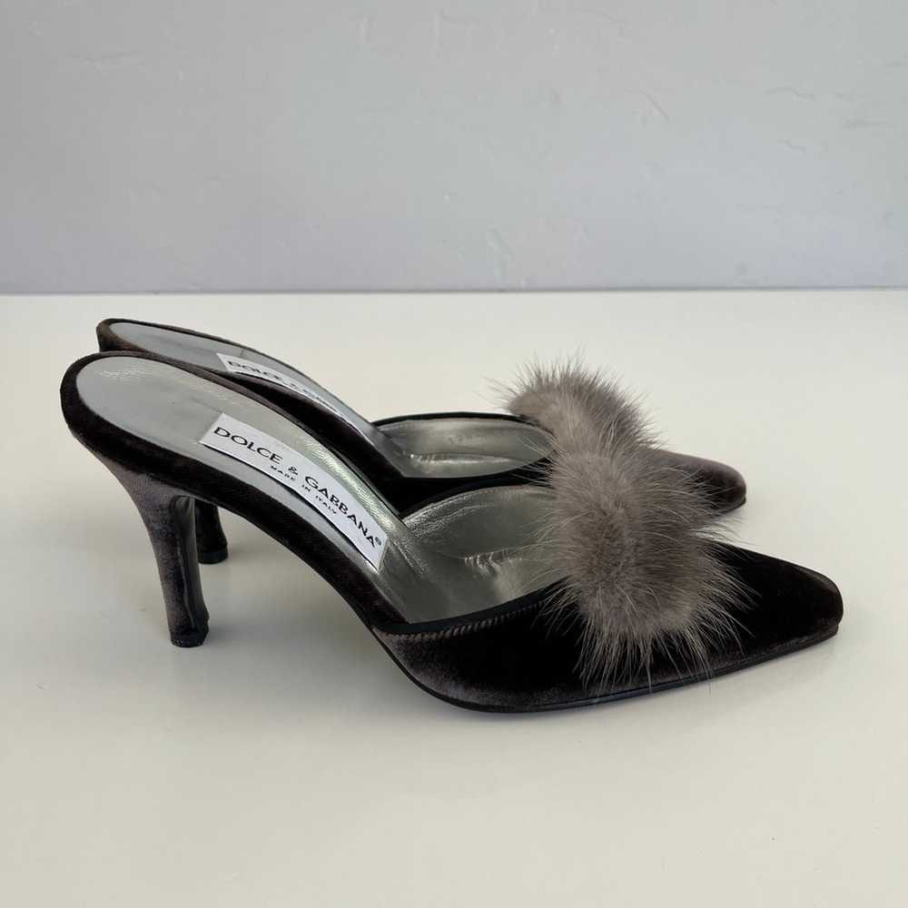 Auth DOLCE & GABBANA Velvet/Fur Heels - image 7