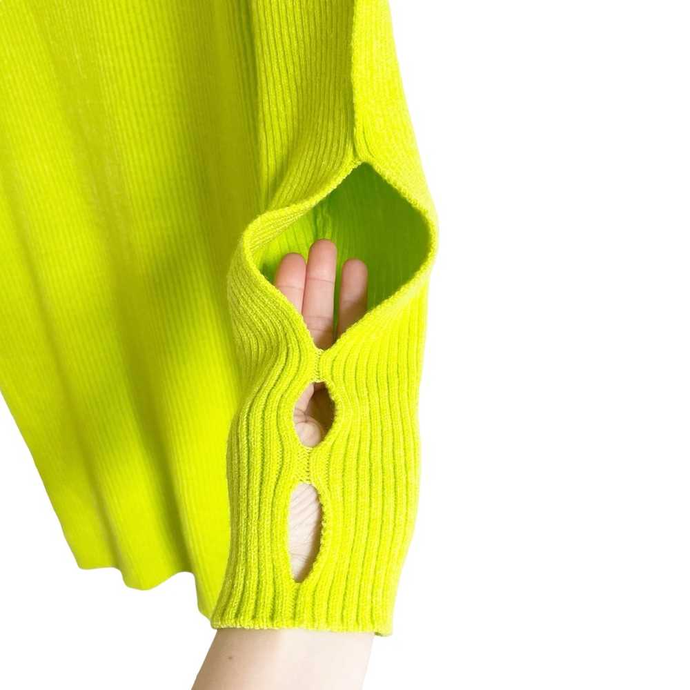 ELOQUII Neon Green Mock Neck Cutout Sleeve Ribbed… - image 3