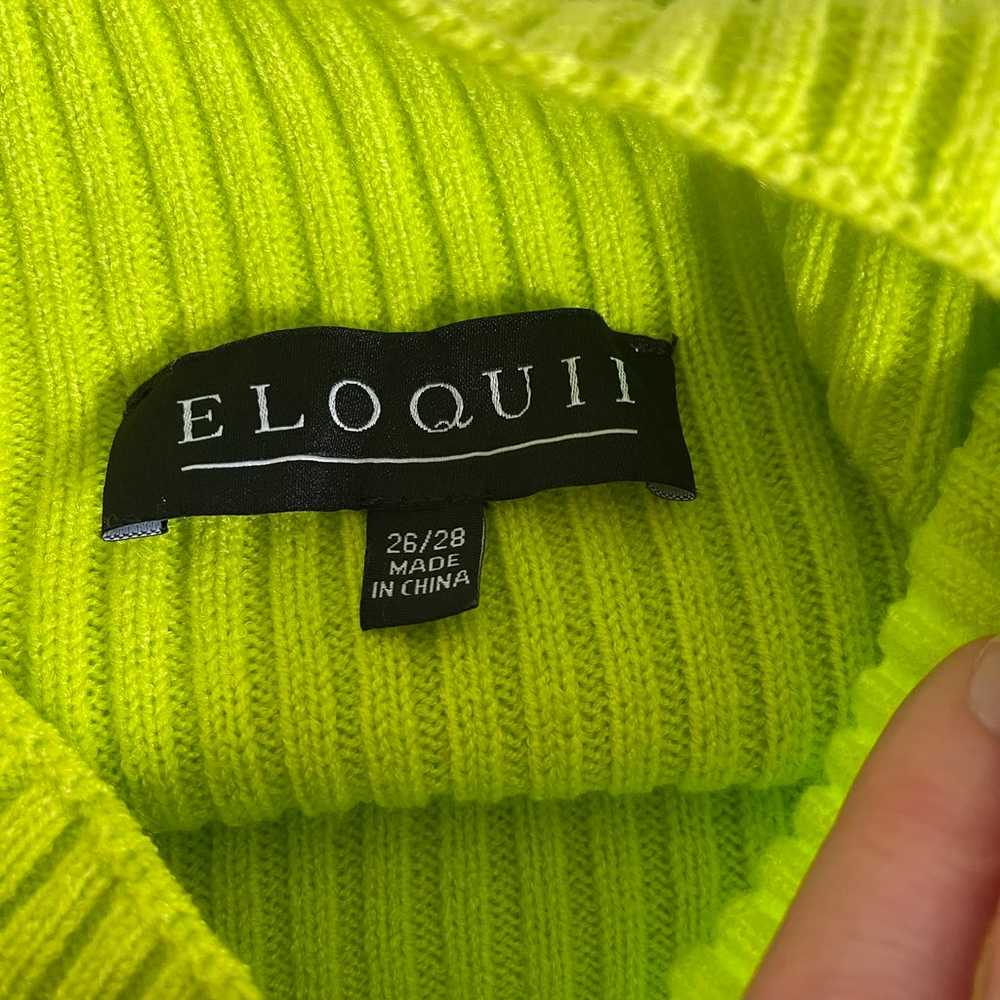 ELOQUII Neon Green Mock Neck Cutout Sleeve Ribbed… - image 4