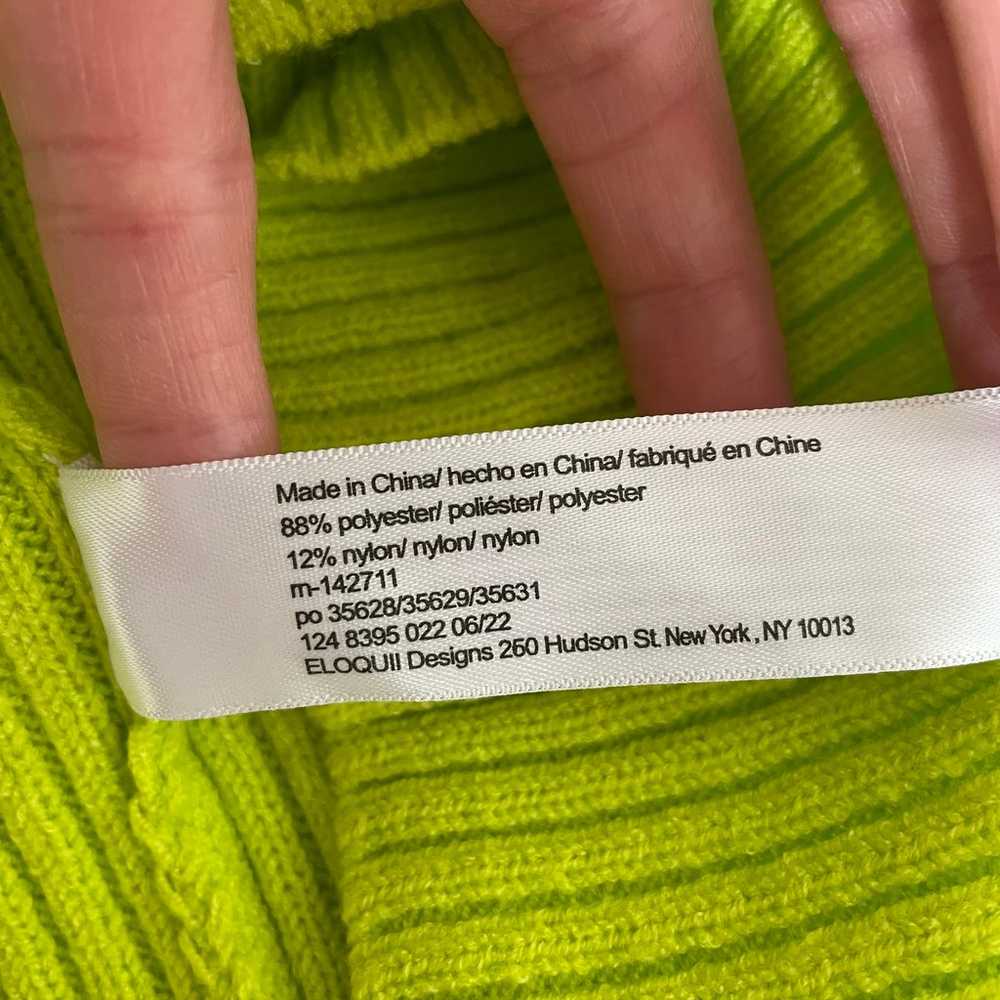 ELOQUII Neon Green Mock Neck Cutout Sleeve Ribbed… - image 5